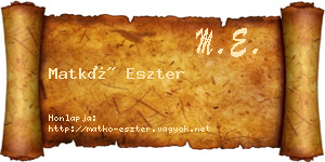 Matkó Eszter névjegykártya